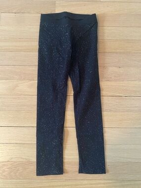 Girls Black Leggings with Multicolor Speckle Detail